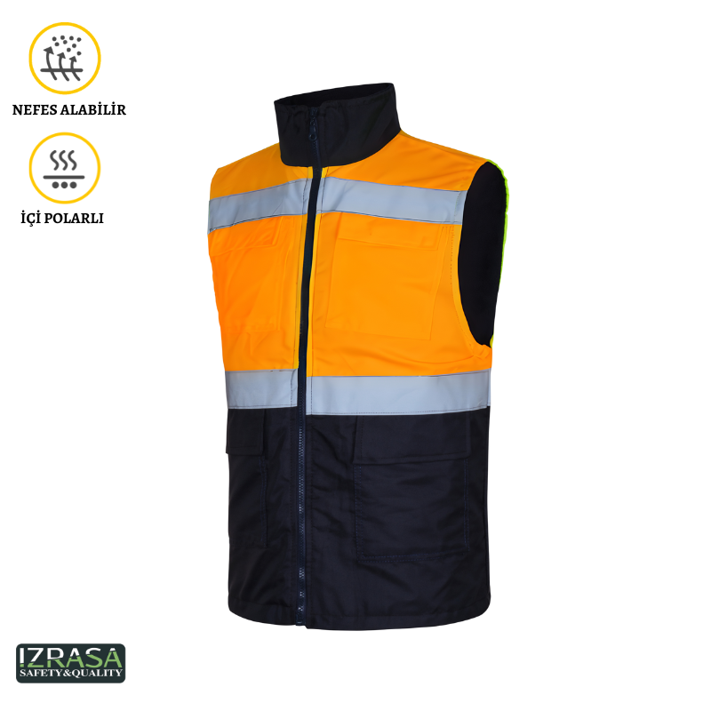 Izrasa™ SV10 – Yüksek Görünürlüklü Reflektörlü İçi Polarlı Yelek