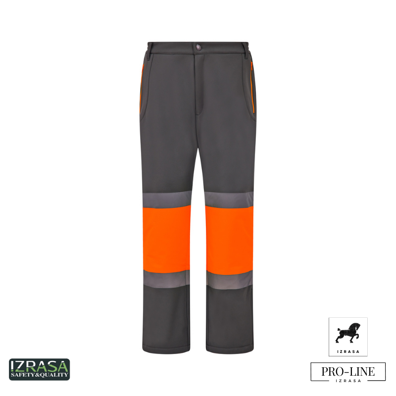Izrasa™ SM/G – Softshell Reflektörlü Gri Pantolon Dizler Oxford